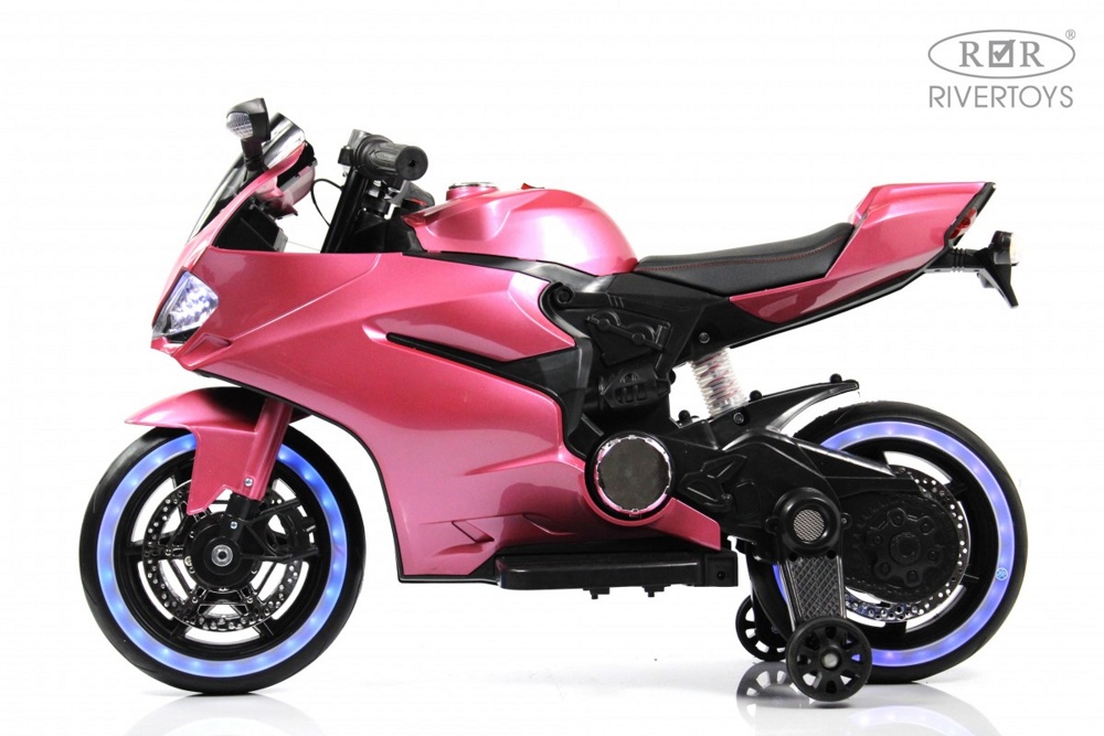 Детский электромотоцикл RiverToys X003XX (розовый глянец) - фото2