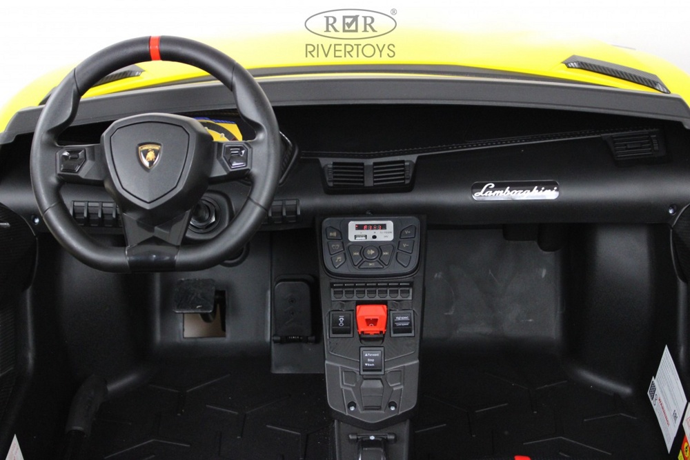 Детский электромобиль RiverToys Lamborghini Aventador SV M777MM (желтый) Лицензия Двухместный - фото5