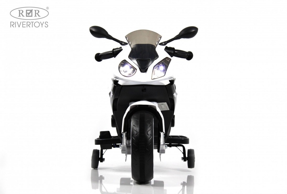 Детский электромотоцикл RiverToys X002XX (черно-белый) - фото4