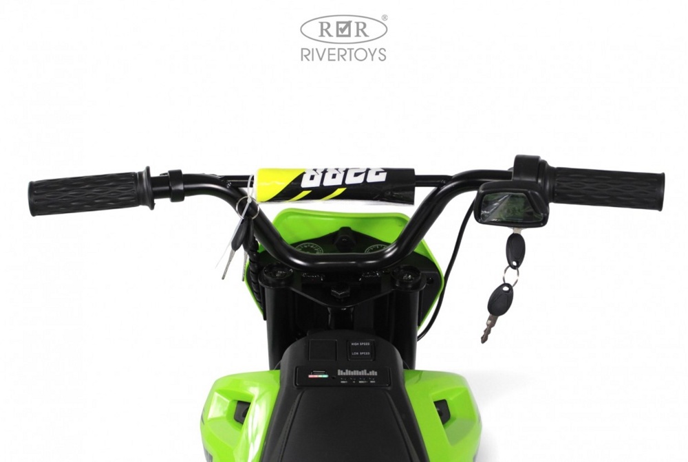 Детский электромотоцикл RiverToys E777KX (зеленый) Двухместный - фото6