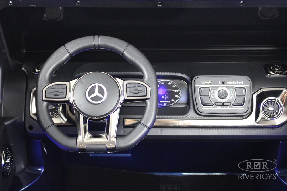 Детский электромобиль RiverToys Mercedes-AMG G63 G111GG (синий глянец) Двухместный Полноприводный  Лицензия - фото4