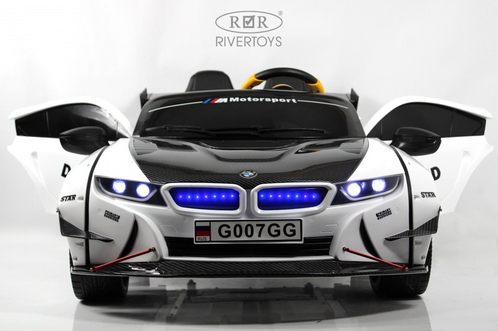 Детский электромобиль RiverToys G007GG (белый) BMW Двухместный - фото2