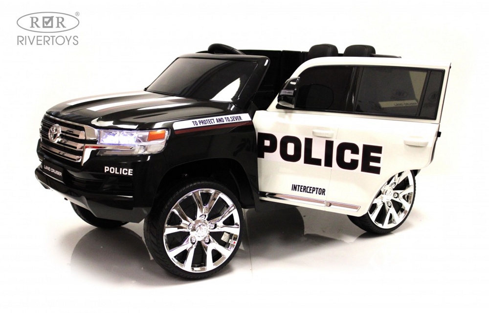 Детский электромобиль RiverToys Toyota Land Cruiser 200 JJ2022 (полицейский белый) - фото6