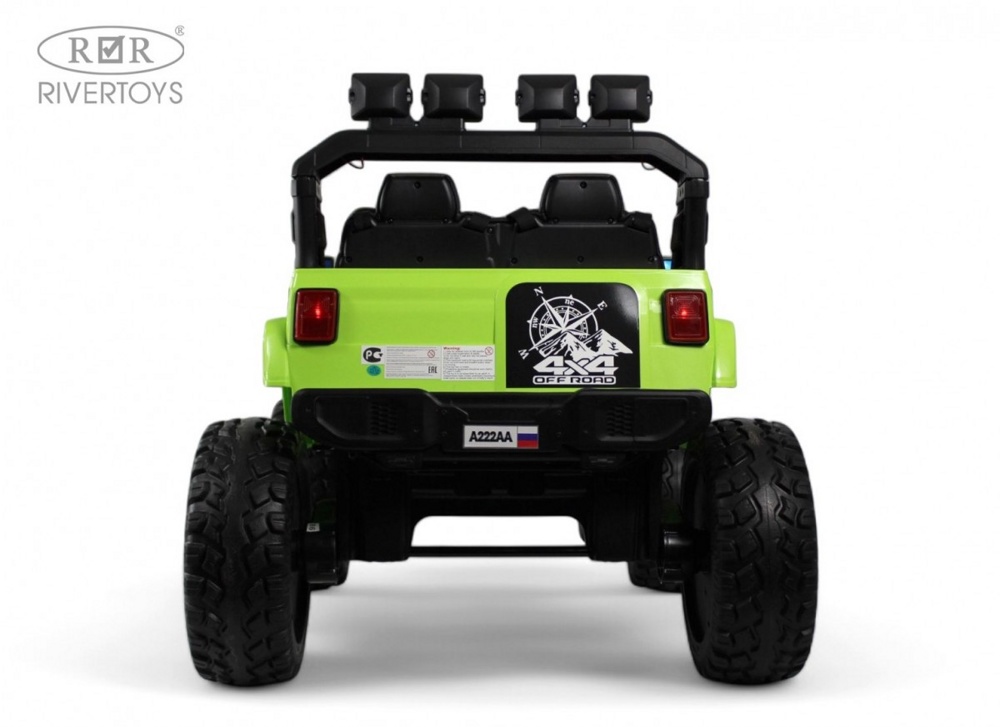 Детский электромобиль RiverToys Jeep A222AA (зеленый) Двухместный Полноприводный - фото6