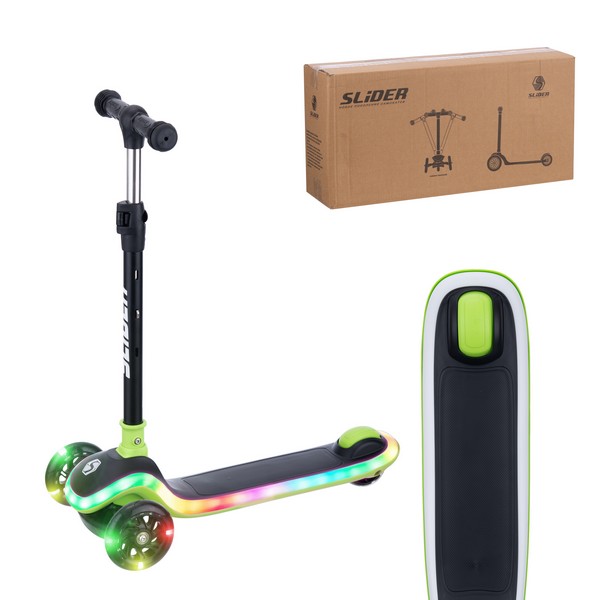Самокат трехколесный Slider IT62BK (черный) колеса светящиеся, руль складной фото-5 Самокат трехколесный Slider IT62BK (черный) колеса светящиеся, руль складной фото-5