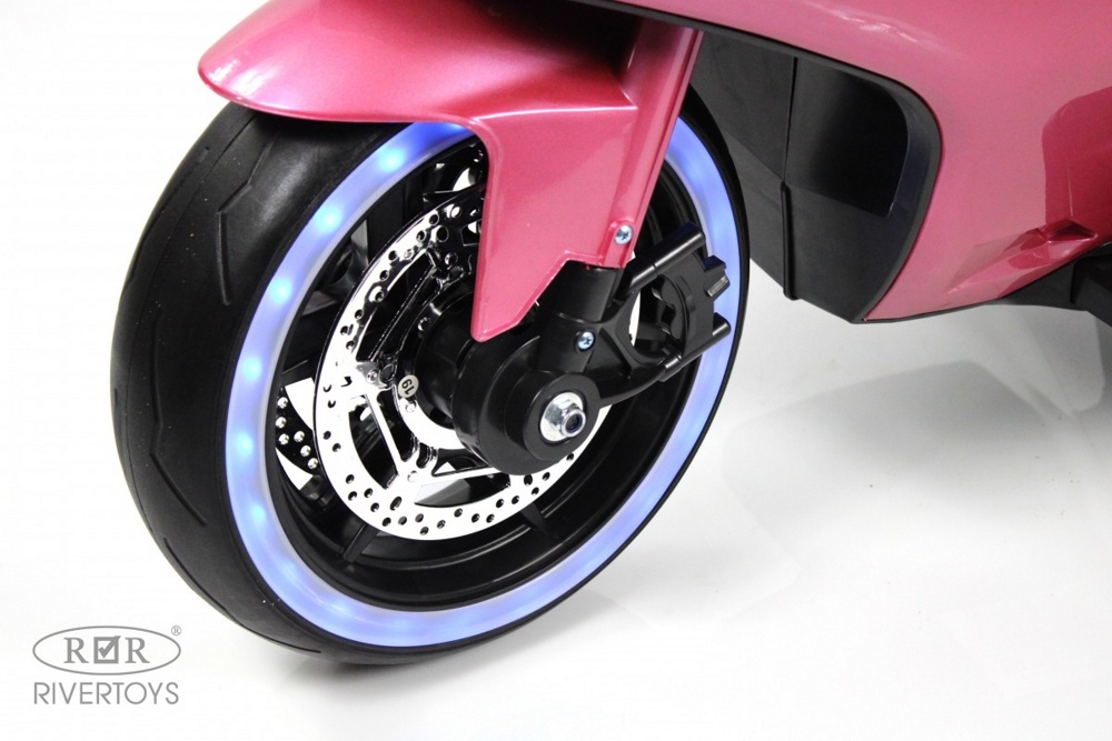 Детский электромотоцикл RiverToys X003XX (розовый глянец) - фото6