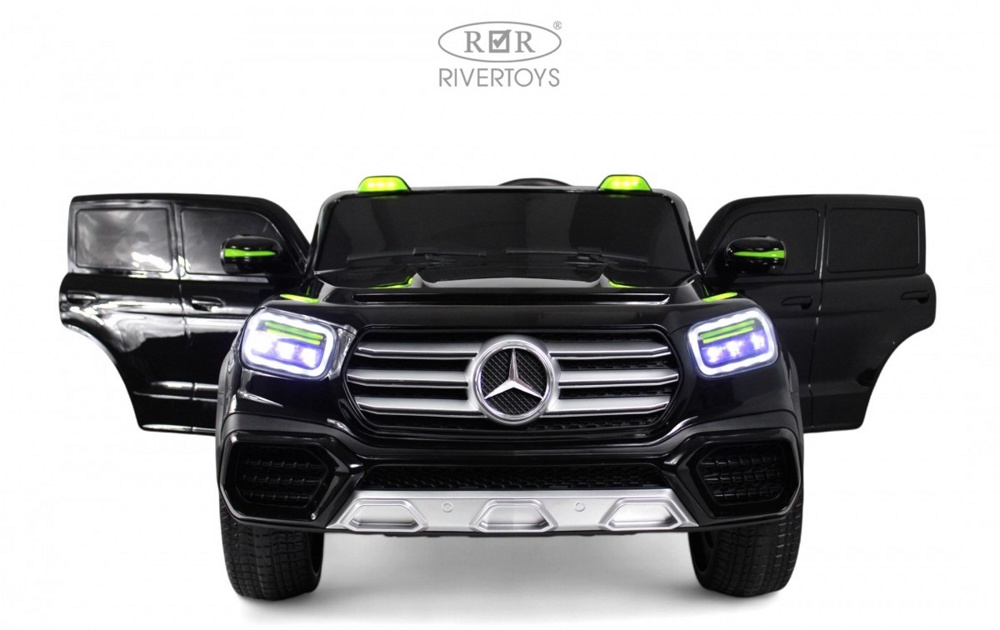 Детский электромобиль RiverToys М007БХ (черный глянец) двухместный - фото3