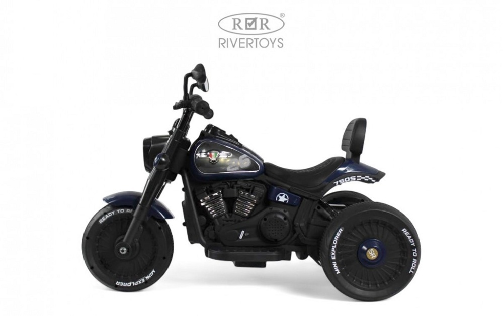 Детский электромотоцикл RiverToys G500GG (синий) - фото5