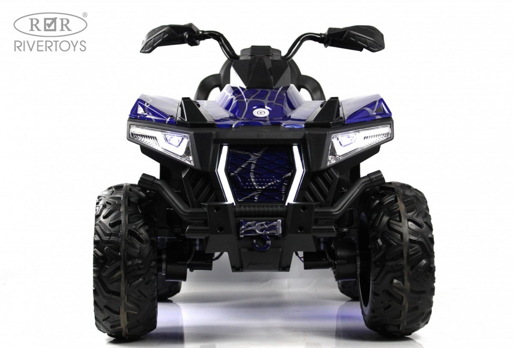 Детский электроквадроцикл RiverToys X999XX (синий спайдер) 4WD Полноприводный - фото5