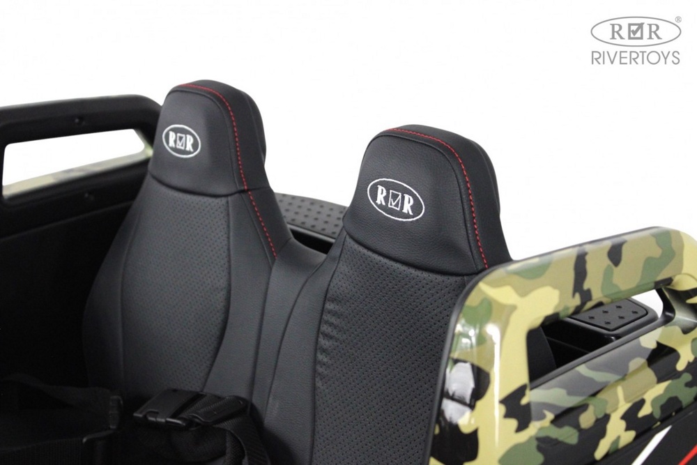 Детский электромобиль RiverToys A707AA LUX NEW 4WD (зеленый камуфляж) Двухместный Полноприводный фото-4