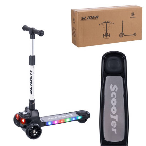 Самокат трехколесный Slider IT85BK (черный) колеса светящиеся, звук, руль складной фото-6 Самокат трехколесный Slider IT85BK (черный) колеса светящиеся, звук, руль складной фото-6
