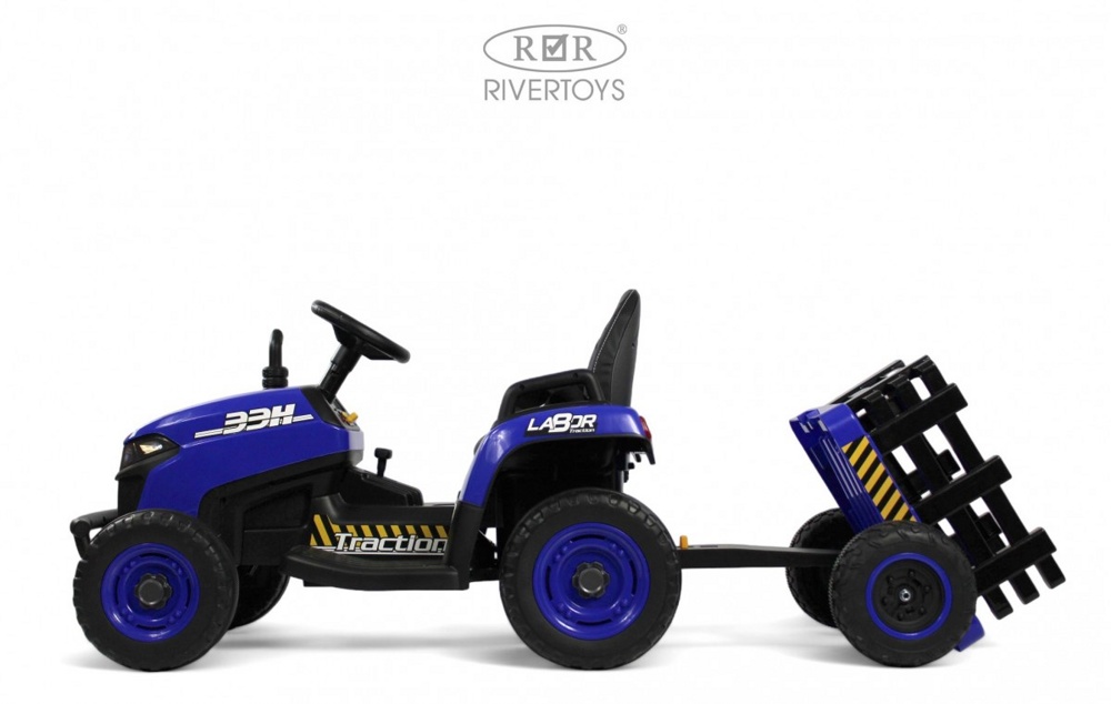 Детский электромобиль RiverToys K111KK (синий) Трактор - фото4