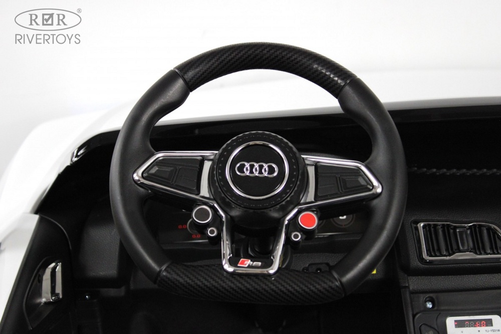 Детский электромобиль RiverToys Audi R8 M333MM (белый) Лицензионная модель Двухместный До 100 кг. Скорость до 14 км/ч - фото6