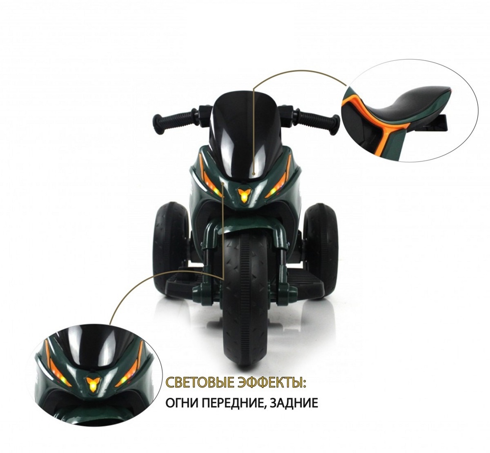 Детский электромотоцикл RiverToys G004GG (зеленый) - фото2