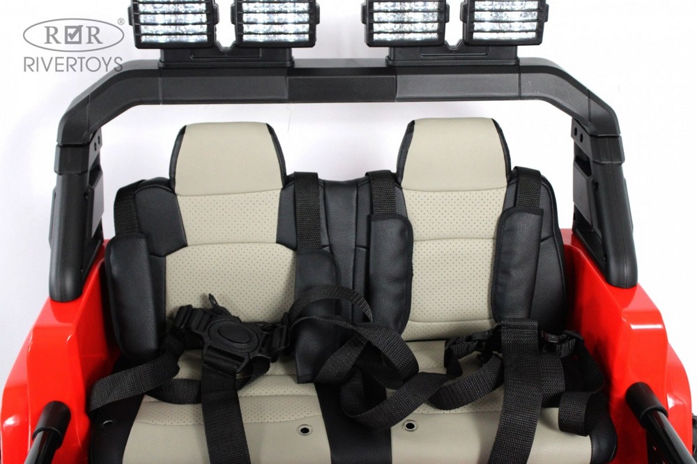 Детский электромобиль RiverToys Jeep A222AA (красный) Двухместный Полноприводный - фото4