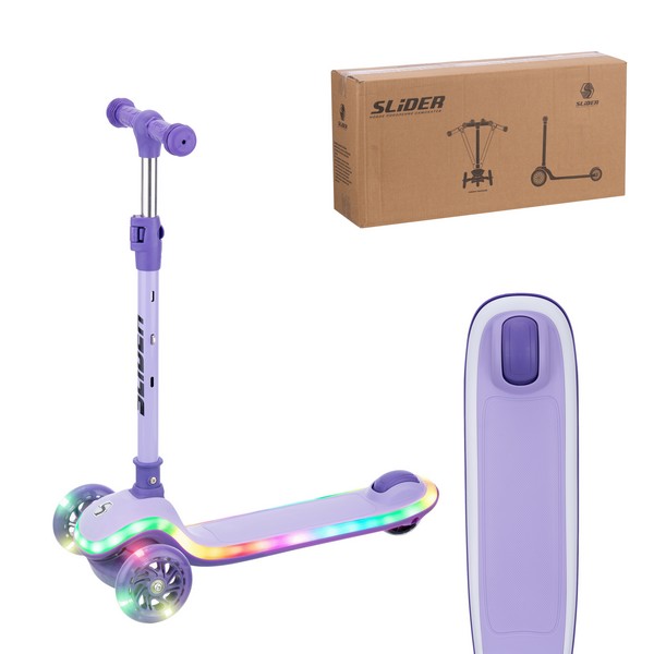 Самокат трехколесный Slider IT62V (фиолетовый) колеса светящиеся, руль складной фото-6 Самокат трехколесный Slider IT62V (фиолетовый) колеса светящиеся, руль складной фото-6