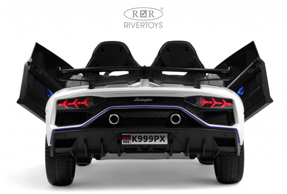 Детский электромобиль RiverToys K999PX (белый) Lamborghini Двухместный, полноприводный - фото6