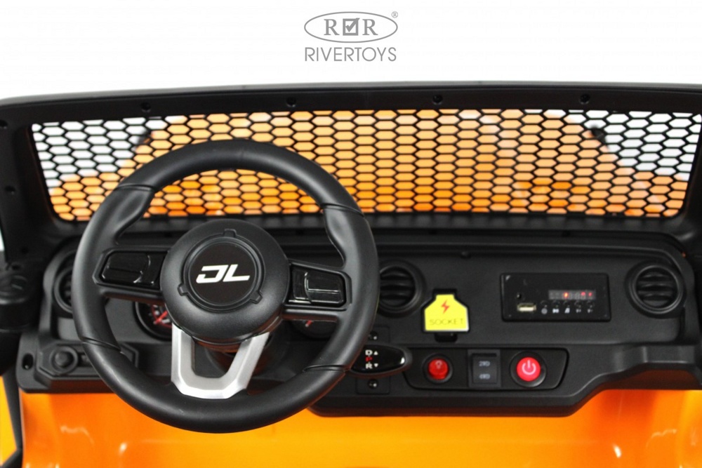 Детский электромобиль RiverToys P999BP (оранжевый) Полноприводный Двухместный - фото6