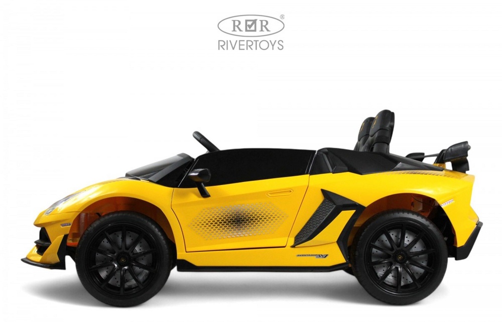 Детский электромобиль RiverToys K999PX (жёлтый) Lamborghini Двухместный, полноприводный - фото6