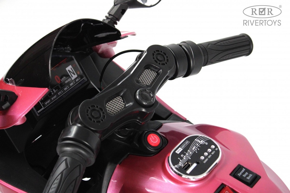 Детский электромотоцикл RiverToys X003XX (розовый глянец) - фото3