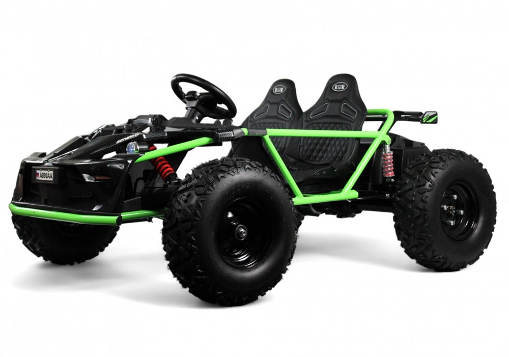 Детский электромобиль RiverToys A999AA (зеленый карбон) Buggy Двухместный Скорость: 20 км/ч, 48V, до 150 кг.