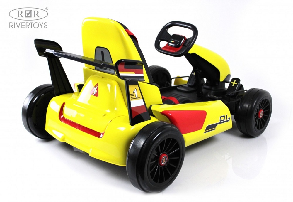 Детский электромобиль дрифт-карт RiverToys H008HH (желтый) с пультом управления - фото5