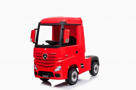 Детский электромобиль RiverToys Mercedes-Benz Actros 4WD HL358 с прицепом (красный) вишневый глянец (автокраска) лицензия полноприводный