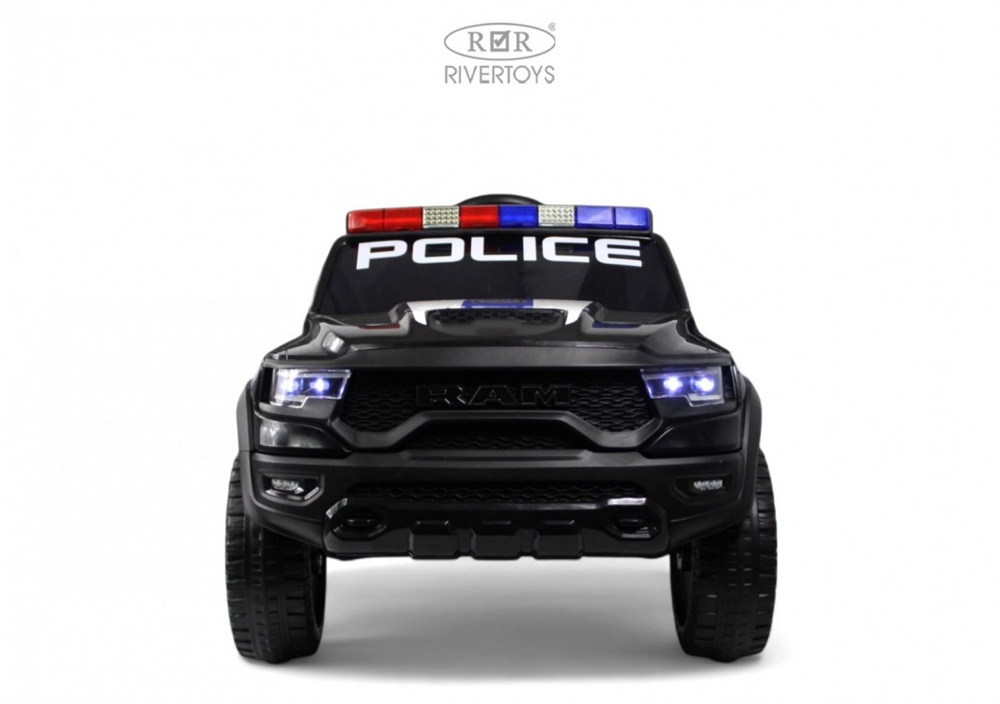 Детский электромобиль RiverToys Dodge RAM 1500 TRX Арт. O111OO (черный) Полиция - фото2